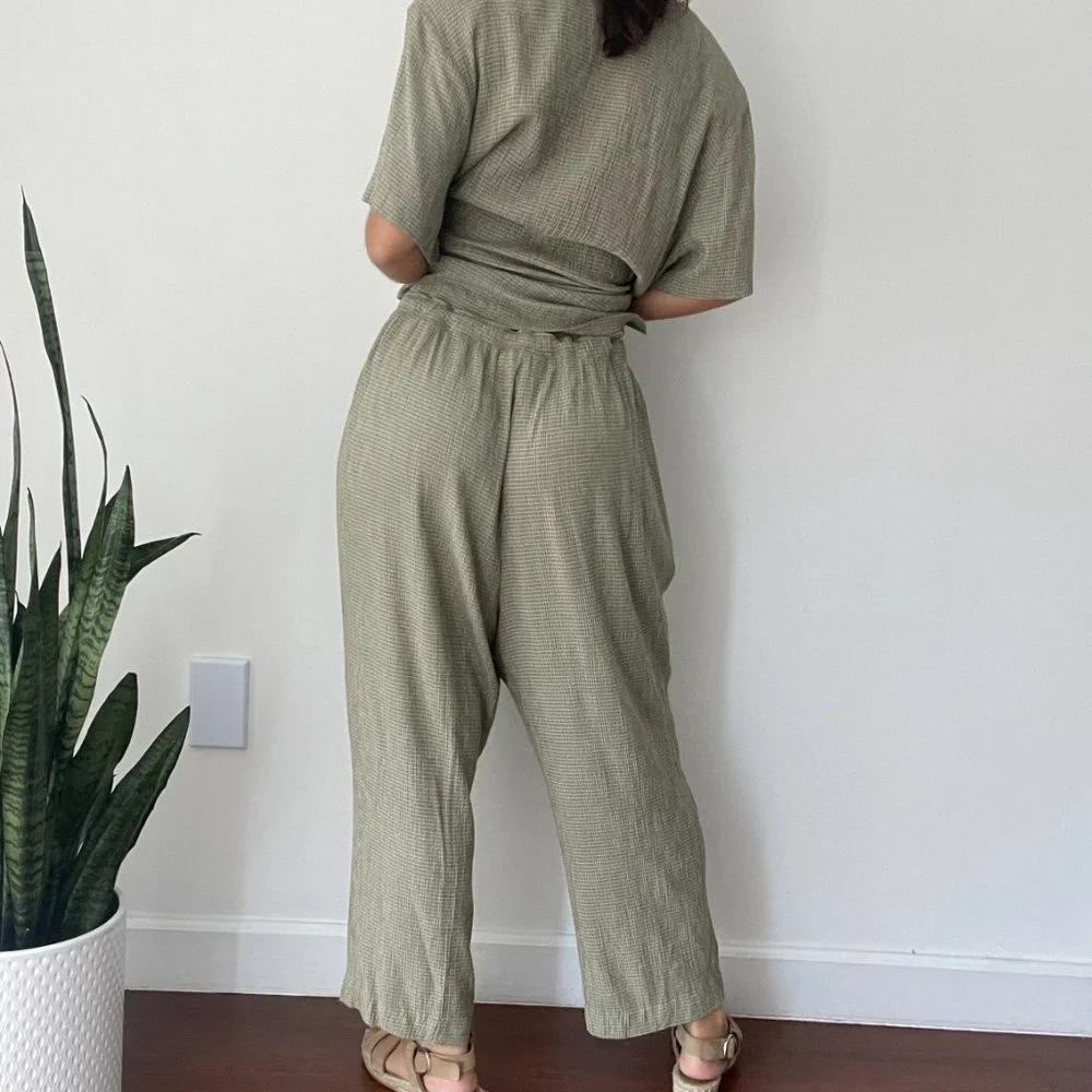 Vintage two piece button front top and trousers matching set - Picture 5 of 10